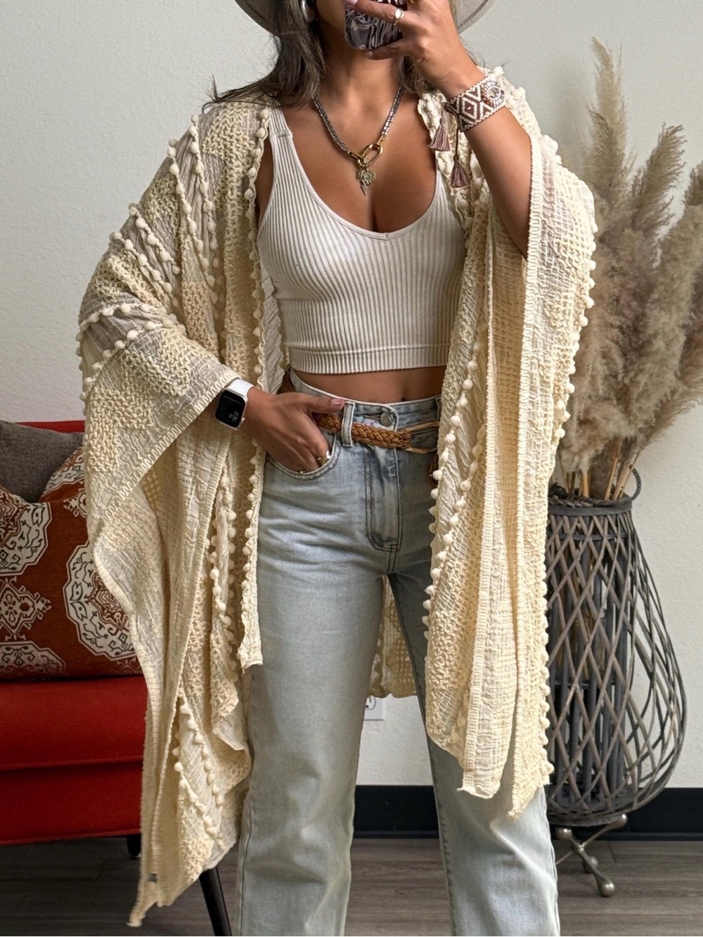 Boho Chevron Tassel Kimono/cover-up
